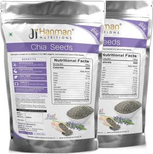 Hanman Nutritions Chia Seeds Weight Loss with Fiber Omega 3 250g + 250g Chia Seeds for Skin Chia Seeds