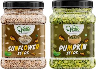 Vedik Wellness Raw Pumpkin, Sunflower Seeds for Eating Protein and Fibre Rich Food For Immunity Booster Diet Food Pack of 2 - 250g (JAR Pack) Sunflower Seeds, Pumpkin Seeds