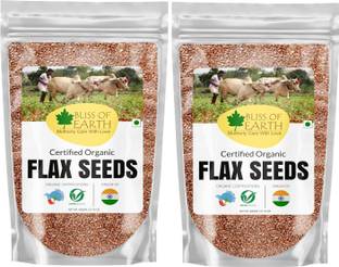 Bliss of Earth 2X600GM Certified Organic Flax Seeds Raw Superfood for Weight Loss & OMEGA Golden Flax Seeds