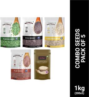 Nutraj Chia , Sunflower Seeds, Flax Seeds, Pumpkin Seeds, Quinoa Seeds Brown Flax Seeds, Quinoa Seeds, Pumpkin Seeds, Chia Seeds, Sunflower Seeds