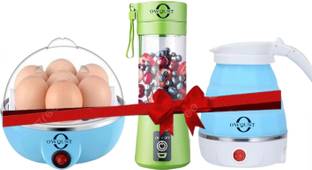Owqust Silicon kettle(600ml) and Portable USB Juicer (380ml) and Electric Automatic Egg Cooker