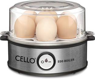 CELLO GEM 7 Smart Egg Boiler 360-Watts Transparent, Boil Up to 7 Eggs Egg Cooker