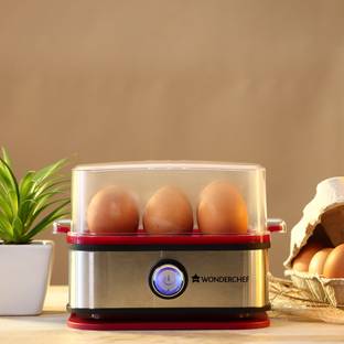WONDERCHEF Egg Boiler Crimson Edge With 6 Egg Poacher, 400W, Auto Switch Off, Alarm Function, 2 Years Warranty Egg Cooker