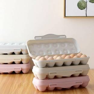HomeCloud Egg Container/ Egg Tray Holder|Egg holder | plastic Egg container for Refrigerator with Lid 1pc(12 Grid, Grey) Plastic Egg Separator