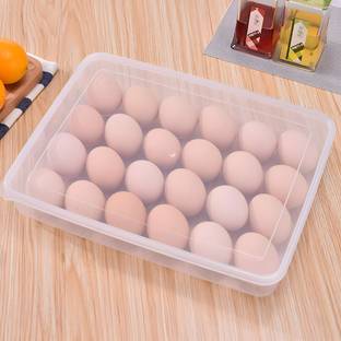 JYNEX 24 Grid Egg Storage Box Egg Refrigerator Storage Tray, Plastic Egg Containers Plastic Egg Separator