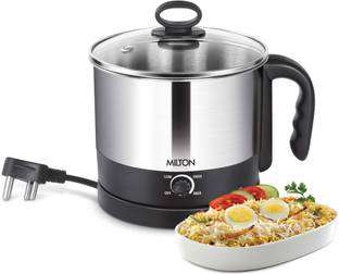 MILTON Go Electro Cooker, 1.2L, 600 Watt, Egg Tray, SS Stand, Steaming Bowl Egg Cooker