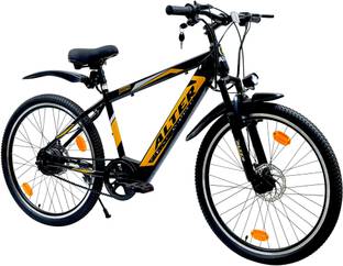 ALTER 26" 002S PRO ELECTRIC CYCLE | 95% PRE- ASSEMBLED WITH CHARGER (BLACK & GOLDEN) 26 inches Single Speed Lithium-ion (Li-ion) Electric Cycle