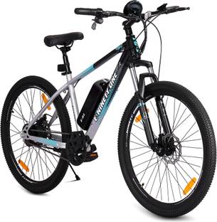 Ninety one WOLVERINE X 10.4Ah Battery Front Suspension 250 Watt IP65 BLDC Motor Silver Blue 27.5 inches Single Speed Lithium-ion (Li-ion) Electric Cycle