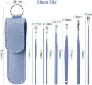 Taxila 6 Pcs Ear Cleaning Kit Steel Ear Cleaner Reusable Ear Wax Remover Tool (Blue ) Electric Ear Cleaner