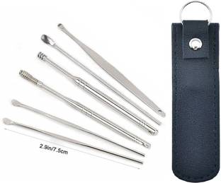 Taxila 6 Pcs Ear Wax Cleaner Resuable Ear Cleaner Tool Set with Storage Leather Pouch Electric Ear Cleaner