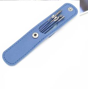 Taxila 6-in-1 Steel Ear Wax Cleaner- Reusable Ear Cleaning Tools Leather Pouch (Blue) Electric Ear Cleaner
