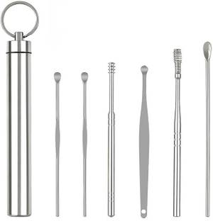 Taxila 6 Pcs Steel Ear Cleanning Tool Set with Keychain Box Electric Ear Cleaner
