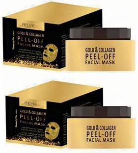 AILKE GOLD & COLLAGEN PEEL OFF FACIAL MASK PACK OF 2 Facial Cleanser System & Brush