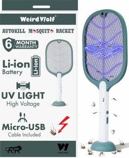 Killato by Weird Wolf 2 in 1 UV-Light Mosquito Racket Bat with Base Stand, Rechargeable Electric Insect Killer Indoor, Outdoor
