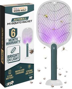 Killato by Weird Wolf 2 in 1 UV Light Mosquito Racket Bat with Base Stand, Rechargeable, Electric Insect Killer Indoor, Outdoor