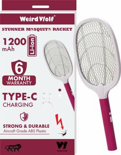 Killato by Weird Wolf Mosquito Bat Racket Rechargeable Maroon Electric Insect Killer Indoor, Outdoor