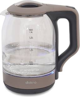 dokro 1.8L Electric Glass Kettle (1350W) | Borosilicate Glass, Auto shutoff | Premium Electric Kettle