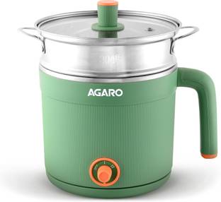 AGARO Regency Multi Cook Kettle With Steamer, 1.2L Inner Pot, Double Layered Body, Multi Cooker Electric Kettle