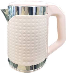 E VYAPAR KENDRA Double Wall Stainless Steel Kettle Diamante 2 Ltr Diamond Cut Design Wider mouth Electric Kettle