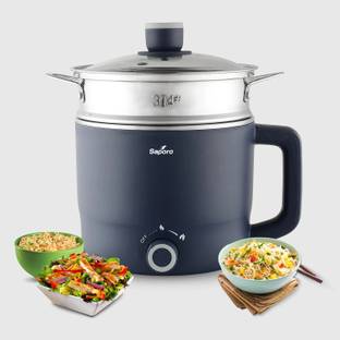 SAPORO Flexicook Electric Multipurpose Kettle with Steamer - Double Layered Body - 600W Multi Cooker Electric Kettle