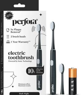 Perfora Electric Toothbrush with 2 Brush Heads - Battery Powered Electric Toothbrush