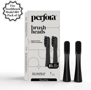Perfora Charcoal Grey BrushHeads|Pack of 2|Smooth & Flexible Bristles Brush Heads Pack of 2 For Model V1 Electric Toothbrush