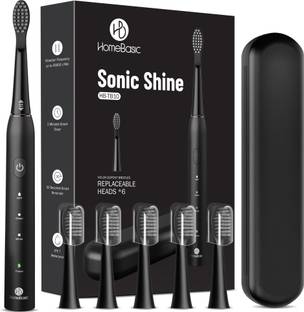 HOMEBASIC Sonic Shine 6 Dupont Brush Heads, 3 Modes, USB-C, IPX7 Waterproof Electric Toothbrush