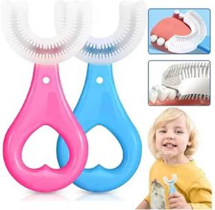 DIVYAUNIQUES Silicone U-Shaped Baby Toothbrush with Nail Grooming Tool Electric Toothbrush