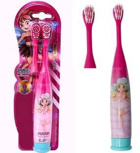 Zordik Cartoon print electric vibrating toothbrush for kids with extra head (Pink) Electric Toothbrush