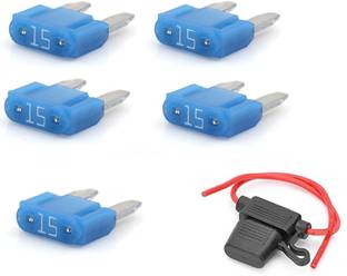PANISTHA 5 Pieces 15 Amp Mini Blade Fuse with 1 line holder 5 Pieces 15 Amp Mini Blade Fuse with 1 line holder Electrical Fuse