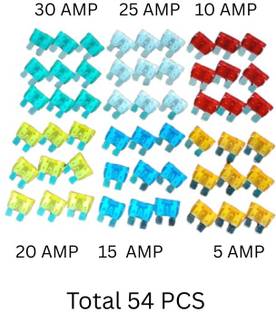MashGan MashGan Electrical Fuse (5 AMP to 30 AMP A) 54 Pieces Mini Blade Fuse -COMBO of (5 AMP,10AMP,15 AMP,20 AMP,25 AMP, 30 AMP) Electrical Fuse