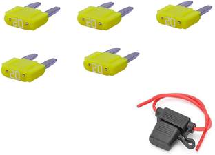 PBROS 5 Pieces 20 Amp Mini Blade Fuse with 1 Pcs inline holder 5 Pieces 20 Amp Mini Blade Fuse with 1 Pcs waterproof In Line Mini Blade Fuse Electrical Fuse