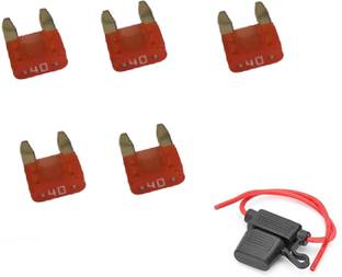PBROS 5 Pieces 40 Amp Mini Blade Fuse with 1 Pcs holder 5 Pieces 40 Amp Mini Blade Fuse with 1 Pcs waterproof In Line Mini Blade Fuse Electrical Fuse
