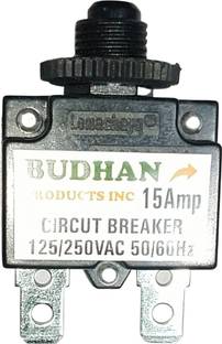 BUDHAN PRODUCTS INC 15 Amps Circuit Breaker | Overload Protector AC 125/250V 15A | 15Amp Load Switch 15 Amps Circuit Breaker | Overload Protector AC 125/250V 15A | 15Amp Load Switch MCB