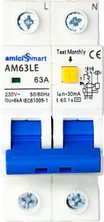 amiciSmart 63A RCBO, 220V Residual Current Circuit Breaker with Over Current Short-Circuit and Leakage Protection MCB