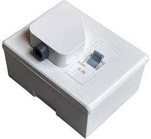 REO HAVELLS 16A / 32A HD COMBO [ AC BOX ] Modular Ac Protected Socket PVC Plastic Base 3 Switch Power Box MCB