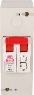 आर सी बेंटेक्स Plastic Enclosure Distribution Board 2 Pole with Isolator Switch 40 Amp X04DE00042 MCB