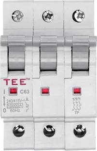 The Elite Electrotek MCB Triple POLE 10 AMP 240V Miniature Circuit Breaker, Overload & Surge Protection, Home and Industrial Use MCB
