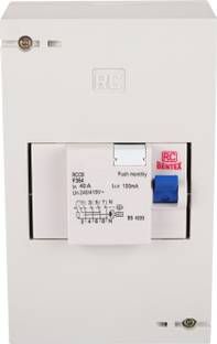 RC BENTEX Plastic Enclosure Distribution Board Four Pole with ELCB / RCCB 40 Amp X04RE00124 MCB