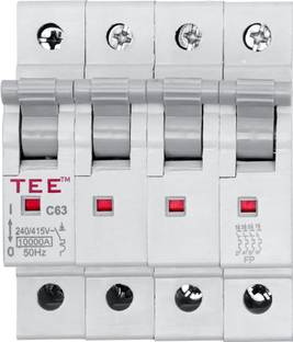 The Elite Electrotek Four Pole MCB Circuit Breaker, 240V AC, Overload Protection MCB FOUR POLE 63 AMP MCB