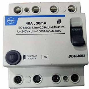 L&T 30 mA 40 A 4 Pole RCCB/ELCB (White) 4-pole_RCCB MCB