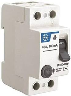 L&T Resin 100ma with 2 pole (White) 40 Ampere ELCB MCB