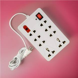 LifoDora Mini Strip Extension Cord 8+2|8 Socket Extension Boards(White,2.5m)HKI163 Power Plug
