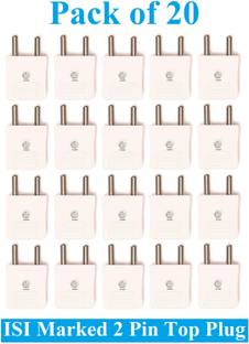 Sauran Pack of 20 Pieces Male 2 Pin Plastic Plug Top (ESP106) For Home, Office etc. Two Pin Plug