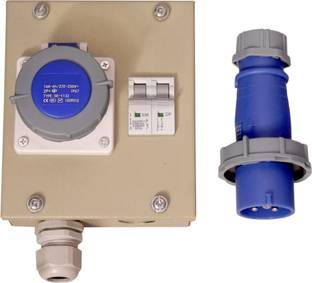 Influxx INFLUX_209 16A 3Pin IP67 Plug & Socket with 32A DP MCB, & Metal Board Three Pin Plug