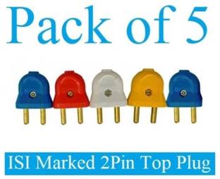 Sauran Pack of 5 Pieces Male 2 Pin Plastic Plug Top (EPN17.2) Two Pin Plug
