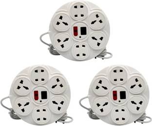 V3Deals Extension Board Round 8+1 with 230 CM Long Wire with Master Switch Pack of 3 Extension Board Three Pin Plug