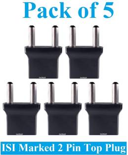 Sauran Pack of 5 Pieces Male 2 Pin Plastic Plug Top (ESP104) For Home, Office etc. Two Pin Plug
