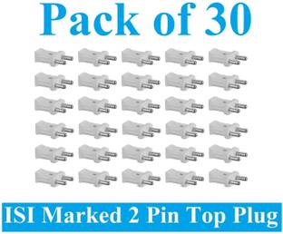 Sauran Pack of 30 Pieces Male 2 Pin Plastic Plug Top (ESP109) For Home, Office etc. Two Pin Plug