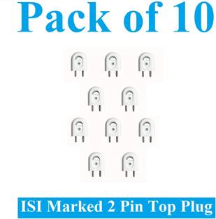Sauran Pack of 10 Pieces Male 2 Pin Plastic Plug Top (ESP110) For Home, Office etc. Two Pin Plug
